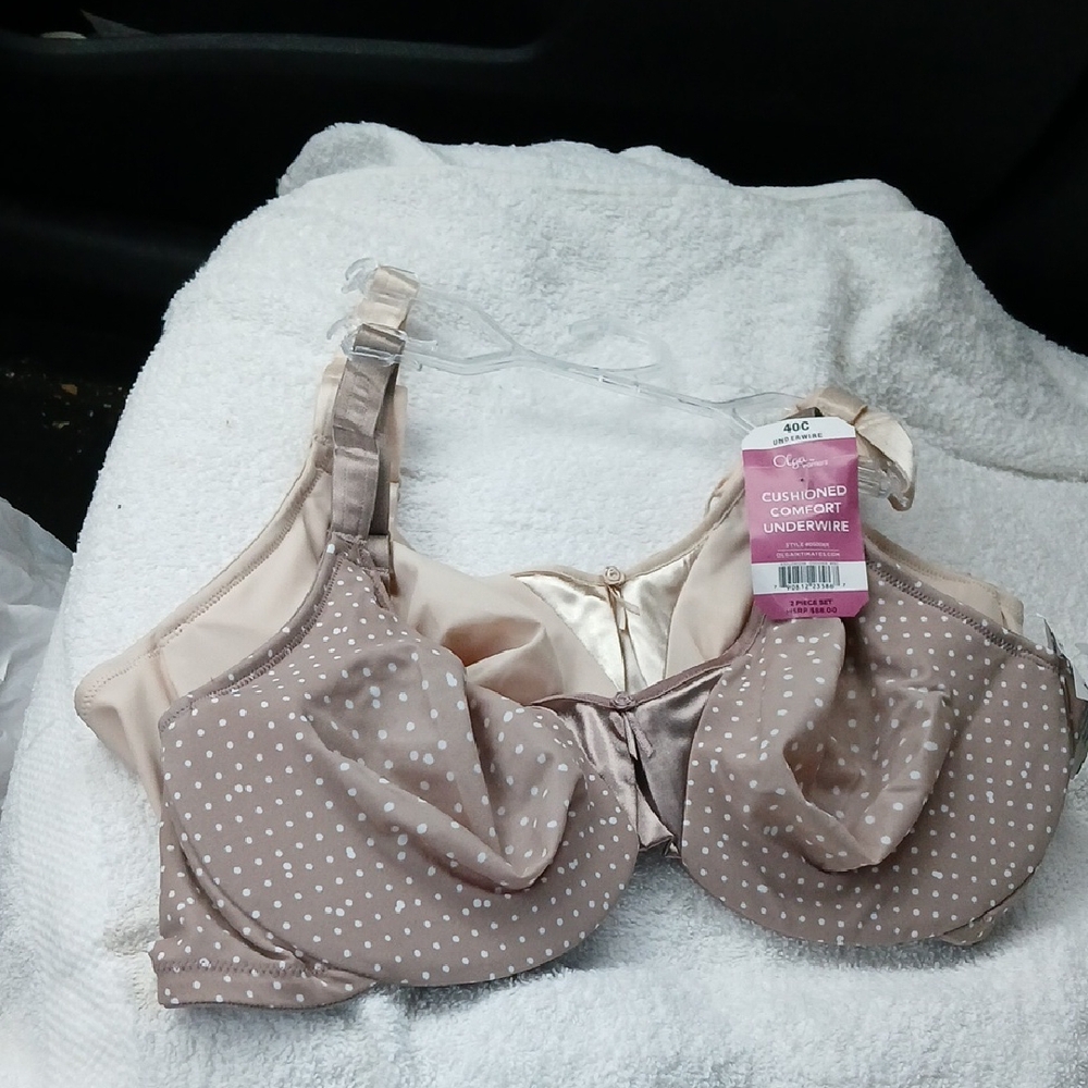 Olga Tan Cushioned Comfort Bras with Adjustable Straps  Set of 2